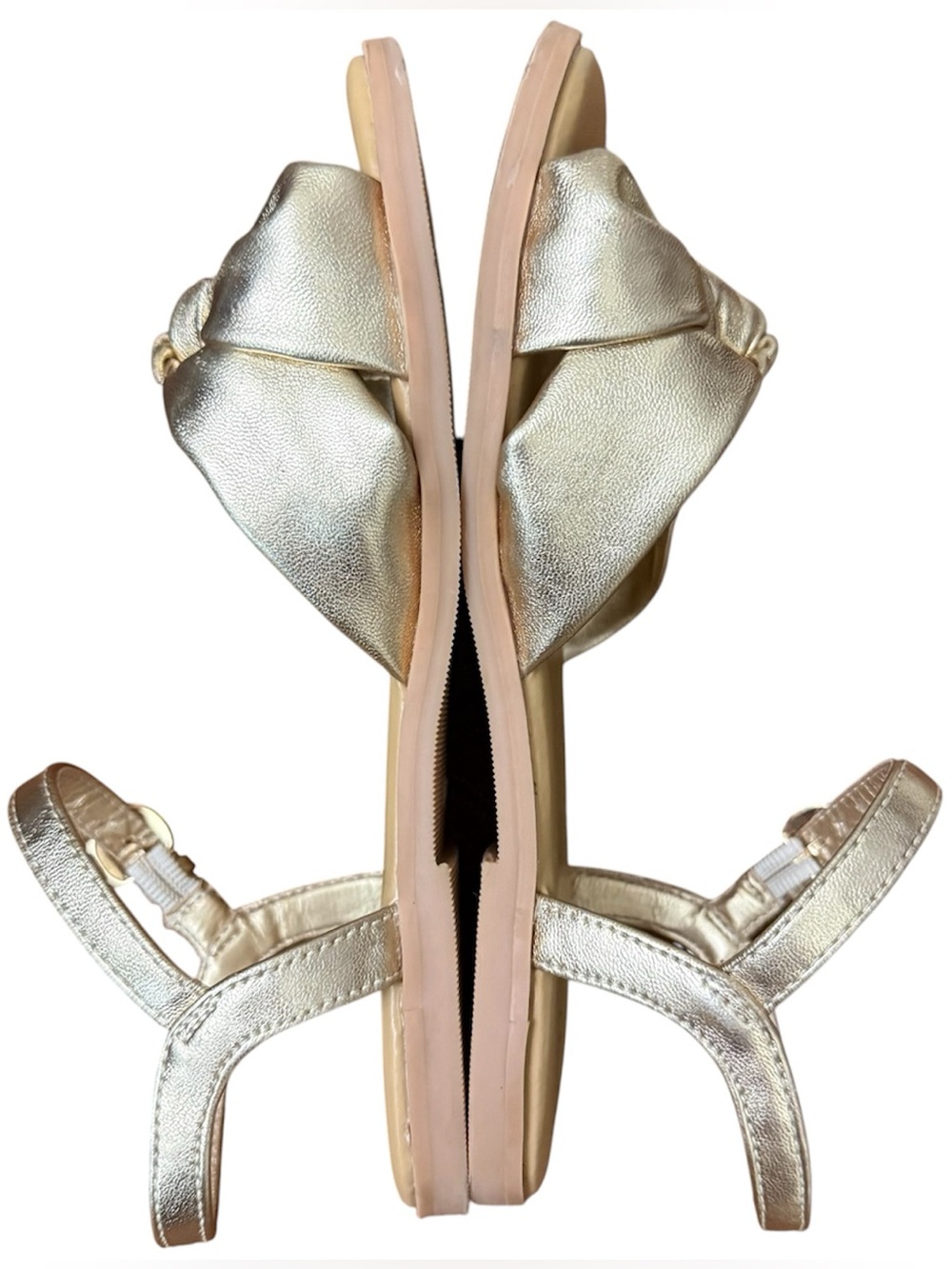 J.Crew Sandals Girls Size 2 Gold Knot Bow Metallic Dressy Summer Shoes - Picture 5 of 9